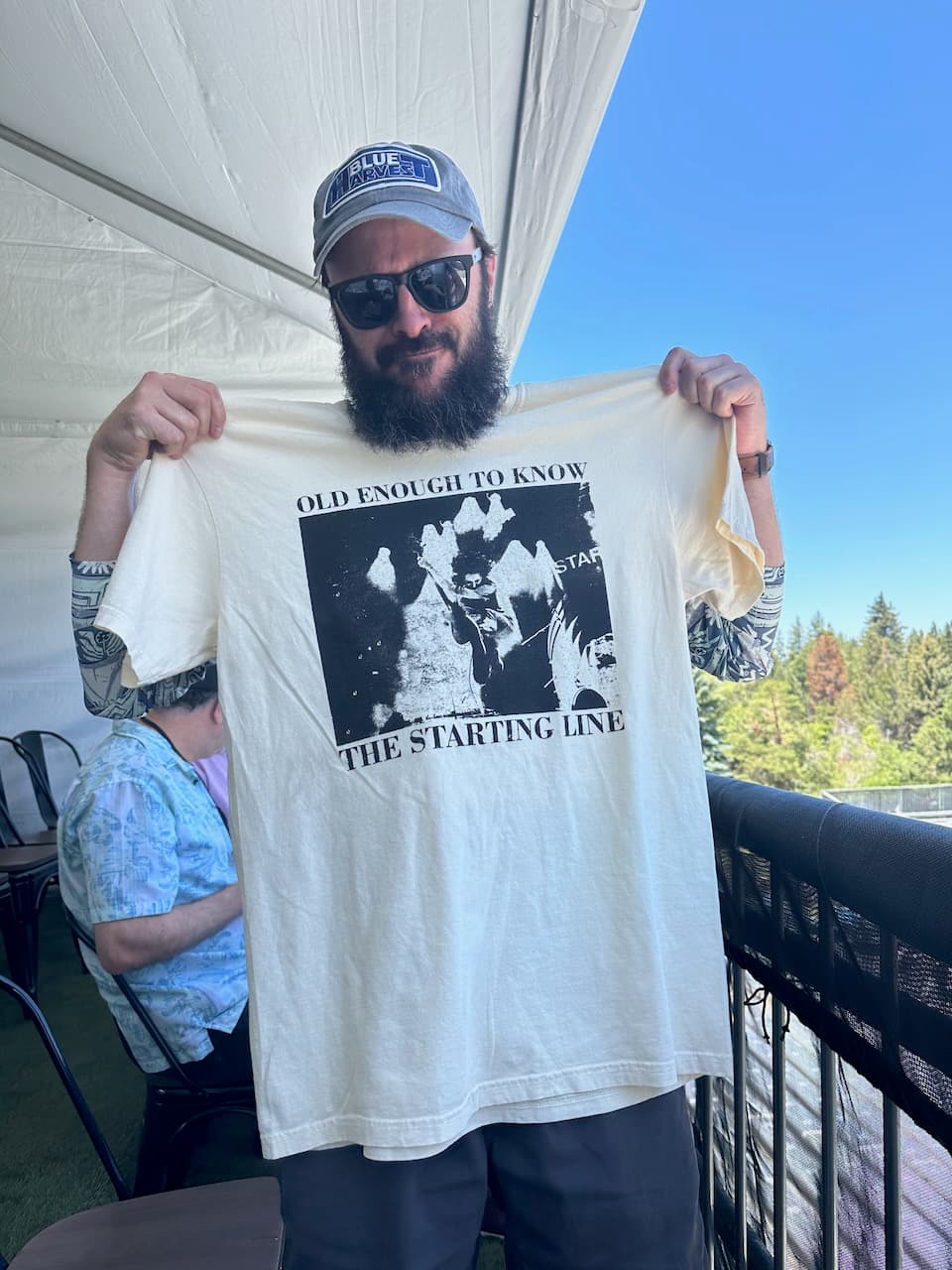 Shawn picked up merch at the festival to honor both The Starting Line and nod to a concert happening later in the year